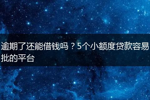 逾期了还能借钱吗？5个小额度贷款容易批的平台