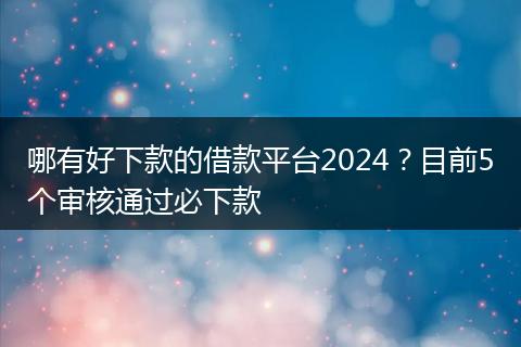 哪有好下款的借款平台2024？目前5个审核通过必下款