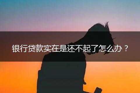 银行贷款实在是还不起了怎么办？