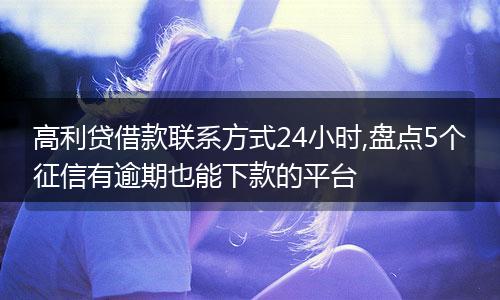 高利贷借款联系方式24小时,盘点5个征信有逾期也能下款的平台