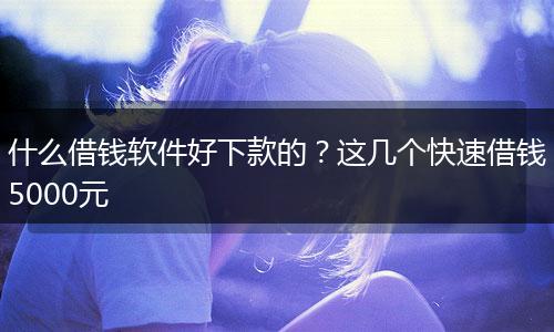 什么借钱软件好下款的？这几个快速借钱5000元