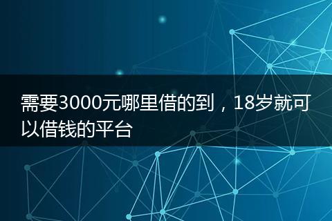 需要3000元哪里借的到，18岁就可以借钱的平台