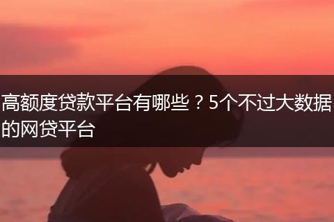 高额度贷款平台有哪些？5个不过大数据的网贷平台