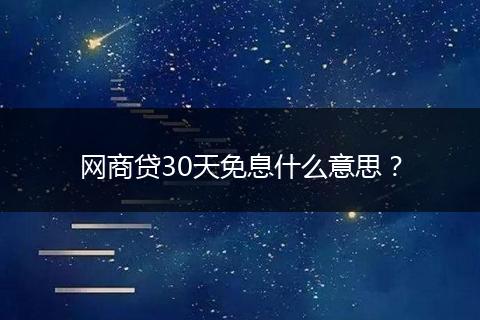 网商贷30天免息什么意思？