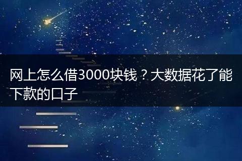 网上怎么借3000块钱？大数据花了能下款的口子
