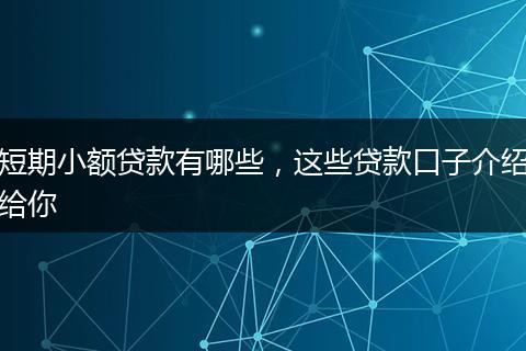 短期小额贷款有哪些，这些贷款口子介绍给你