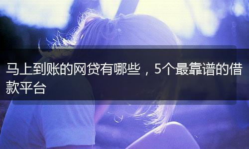 马上到账的网贷有哪些，5个最靠谱的借款平台