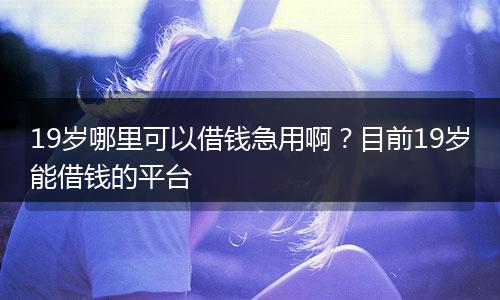 19岁哪里可以借钱急用啊？目前19岁能借钱的平台