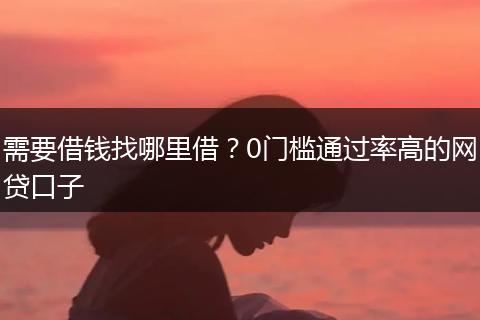 需要借钱找哪里借？0门槛通过率高的网贷口子