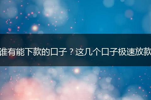谁有能下款的口子？这几个口子极速放款