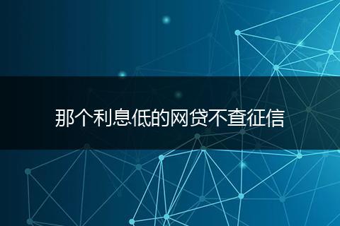 那个利息低的网贷不查征信