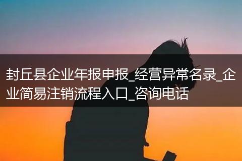 封丘县企业年报申报_经营异常名录_企业简易注销流程入口_咨询电话