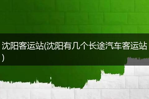 沈阳客运站(沈阳有几个长途汽车客运站)