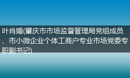 叶肖媚(肇庆市市场监督管理局党组成员、市小微企业个体工商户专业市场党委专职副书记)