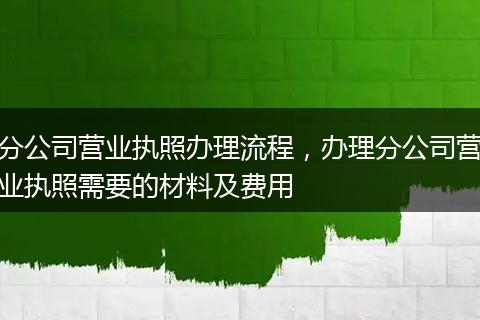 分公司营业执照办理流程，办理分公司营业执照需要的材料及费用