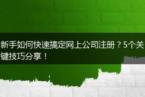 新手如何快速搞定网上公司注册？5个关键技巧分享！