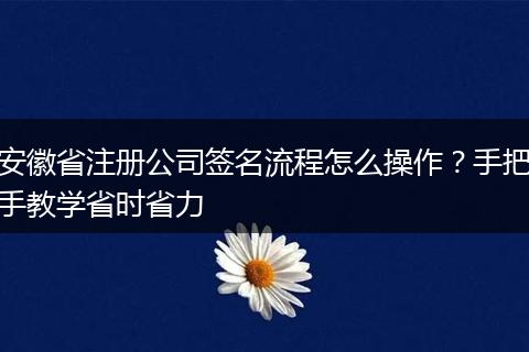 安徽省注册公司签名流程怎么操作？手把手教学省时省力