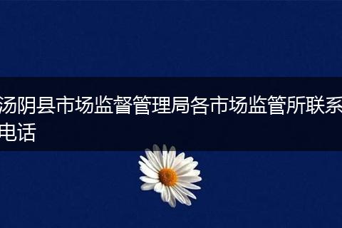 汤阴县市场监督管理局各市场监管所联系电话