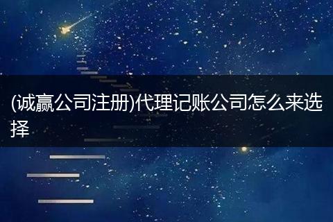 (诚赢公司注册)代理记账公司怎么来选择
