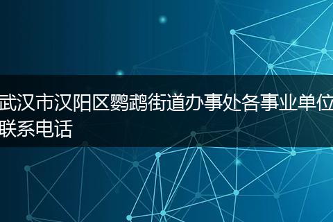 武汉市汉阳区鹦鹉街道办事处各事业单位联系电话