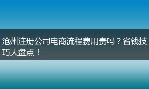沧州注册公司电商流程费用贵吗?省钱技巧大盘点!