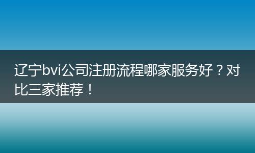 辽宁bvi公司注册流程哪家服务好？对比三家推荐！