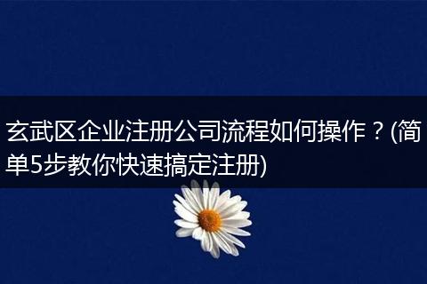 玄武区企业注册公司流程如何操作？(简单5步教你快速搞定注册)