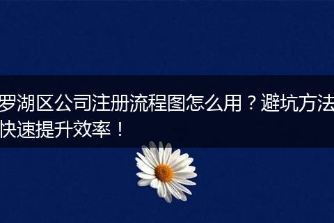 罗湖区公司注册流程图怎么用?避坑方法快速提升效率!