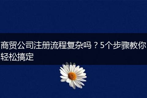 商贸公司注册流程复杂吗？5个步骤教你轻松搞定