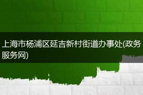 上海市杨浦区延吉新村街道办事处(政务服务网)