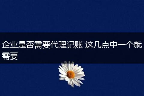 企业是否需要代理记账 这几点中一个就需要