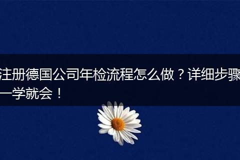 注册德国公司年检流程怎么做？详细步骤一学就会！