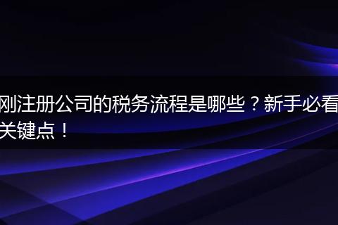 刚注册公司的税务流程是哪些？新手必看关键点！