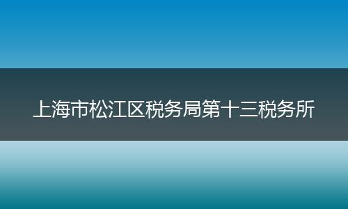 上海市松江区税务局第十三税务所