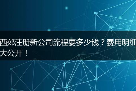 西郊注册新公司流程要多少钱?费用明细大公开!