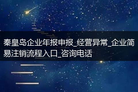秦皇岛企业年报申报_经营异常_企业简易注销流程入口_咨询电话