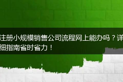 注册小规模销售公司流程网上能办吗？详细指南省时省力！