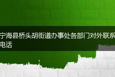 宁海县桥头胡街道办事处各部门对外联系电话