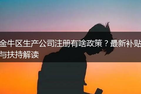 金牛区生产公司注册有啥政策?最新补贴与扶持解读