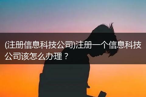 (注册信息科技公司)注册一个信息科技公司该怎么办理？