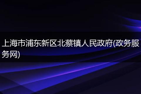上海市浦东新区北蔡镇人民政府(政务服务网)