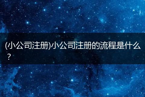 (小公司注册)小公司注册的流程是什么？