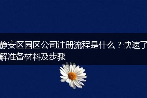 静安区园区公司注册流程是什么？快速了解准备材料及步骤
