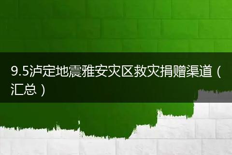 9.5泸定地震雅安灾区救灾捐赠渠道（汇总）