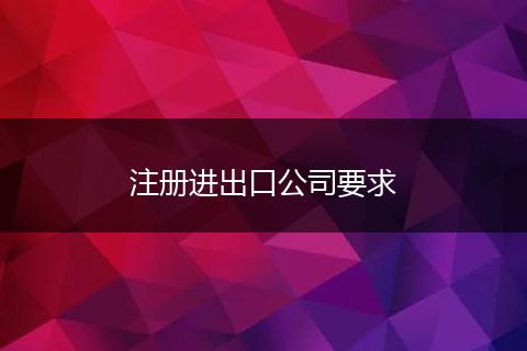 注册进出口公司要求