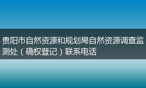 贵阳市自然资源和规划局自然资源调查监测处（确权登记）联系电话