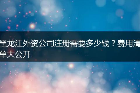 黑龙江外资公司注册需要多少钱？费用清单大公开