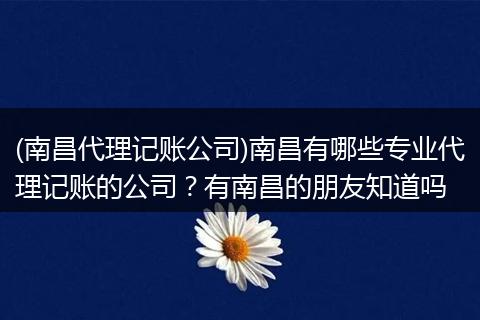 (南昌代理记账公司)南昌有哪些专业代理记账的公司？有南昌的朋友知道吗