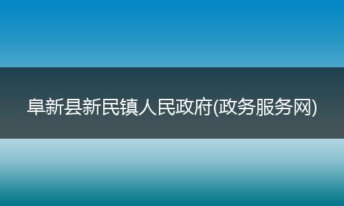 阜新县新民镇人民政府(政务服务网)