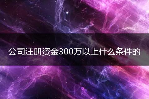 公司注册资金300万以上什么条件的